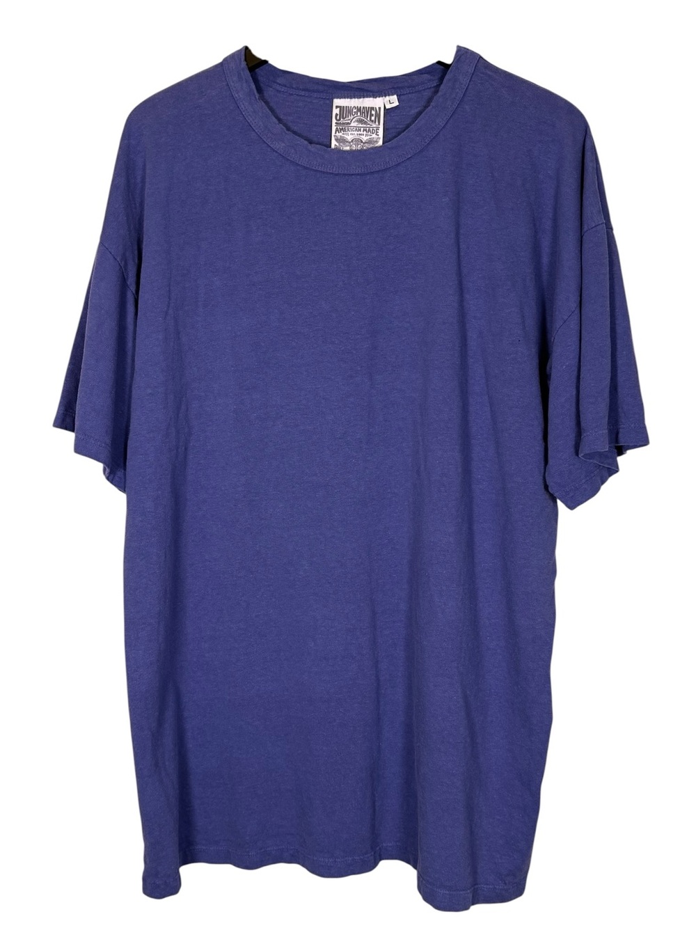 Jungmaven Size L Unisex Baja Short Sleeve Tee Hemp & Organic Cotton Blue Purple